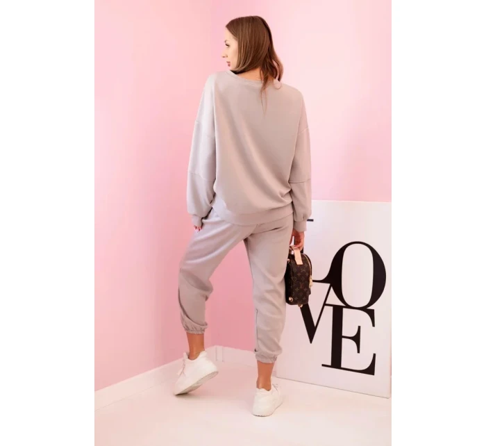 Komplet teplákové + kalhoty máslová látka tmavě béžová Komplet teplákové + kalhoty máslová látka tmavě béžová