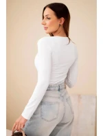 Dámská basic blůza s čtvercovým výstřihem a dlouhým rukávem bílá Dámská basic blůza s čtvercovým výstřihem a dlouhým rukávem bílá