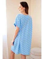 Dámské šaty s puntíky s krátkým rukávem a s kabelkou modrá Dámské šaty s puntíky s krátkým rukávem a s kabelkou modrá