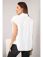 Dámská bavlněná košilová halenka s krajkou a krátkým rukávem bílá