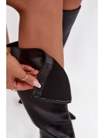 Dámské kozačky na podpatku nad koleno černé Vionette