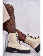 Dámské kožené boty Workers Světle béžové Denila Dámské kožené boty Workers Světle béžové Denila