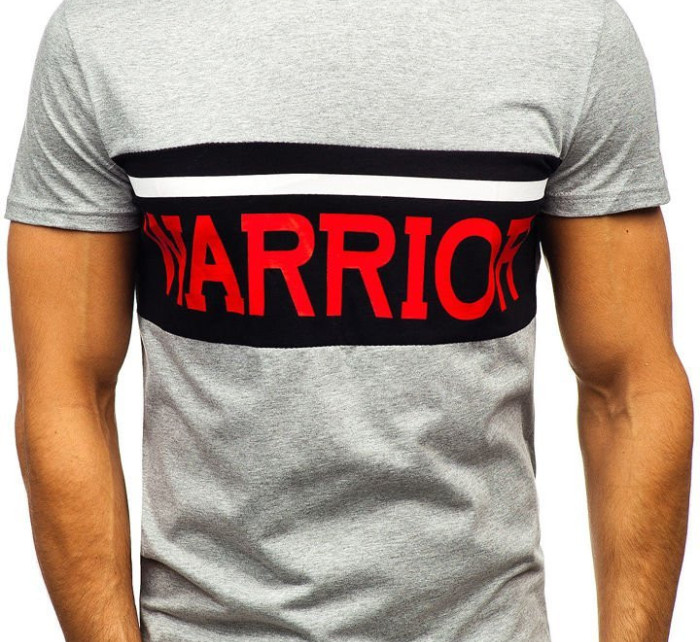 Pánské tričko s potiskem "Warrior" 100701 - šedá,
