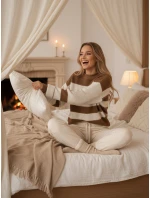 Dámský svetr LINEZZA béžovo-bílý FashionStreet MY2383