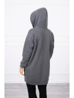 Mikina s kapucí a nášivkami grafitová