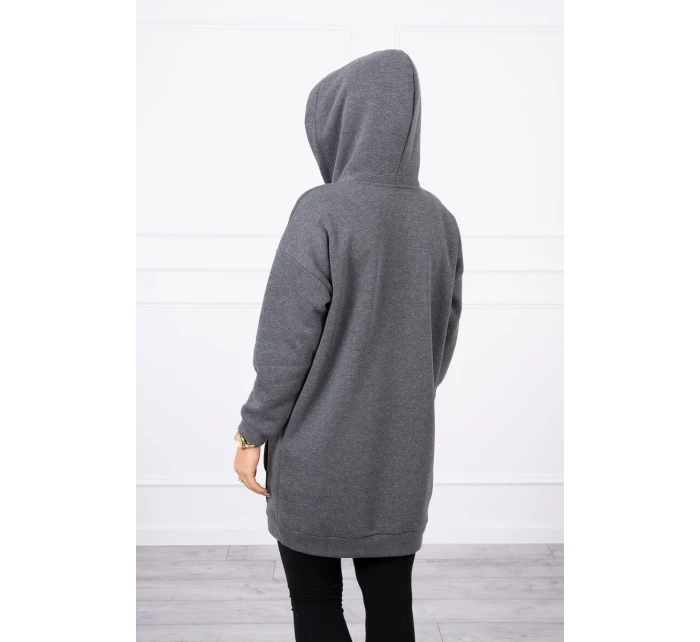 Mikina s kapucí a nášivkami grafitová