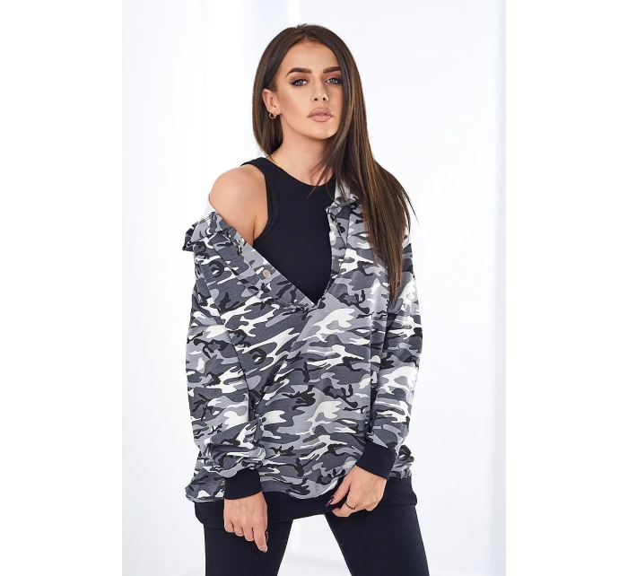 3dílná souprava Vřesoviště  halenka, top a legíny šedá + černá