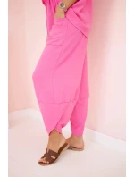 Komplet z viskózy halenka + kalhoty růžový Komplet z viskózy halenka + kalhoty růžový