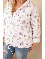 Dámská jarní bunda Plus Size s drobným květinovým vzorem fialová