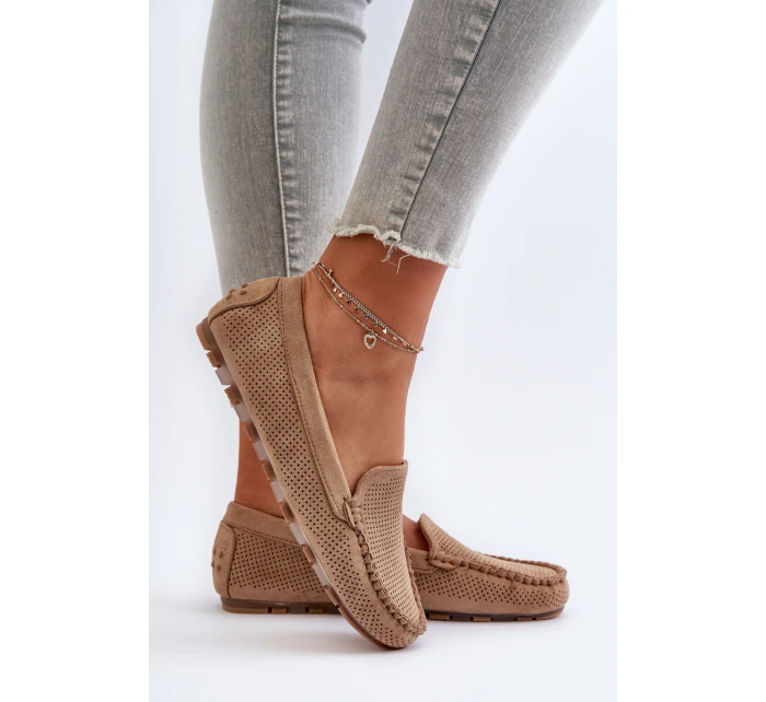 Dámské semišové mokasíny tmavě béžové model 21653934 - Boto Dámské semišové mokasíny tmavě béžové model 21653934 - Boto