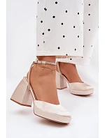 Dámské sandály na podpatku typu sloupek s páskem se šperky Zlaté Seraphina Dámské sandály na podpatku typu sloupek s páskem se šperky Zlaté Seraphina