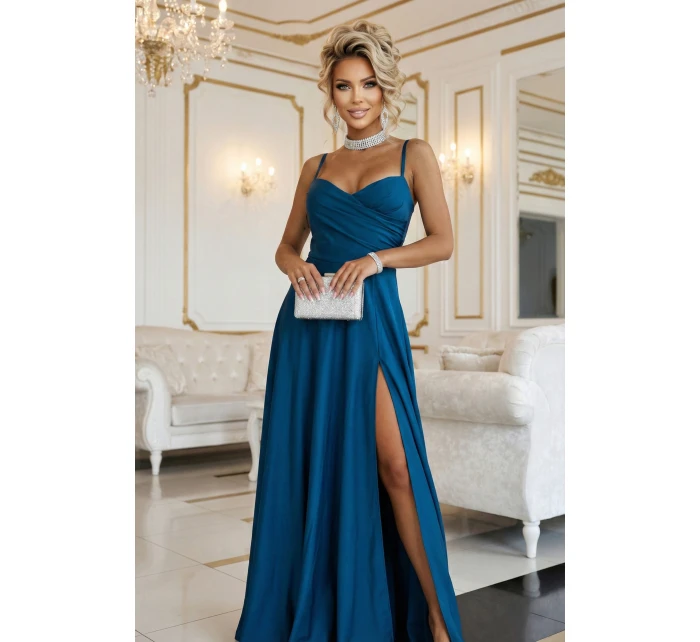 Dámské šaty 646-2 Petrolejová - Numoco Dámské šaty 646-2 Petrolejová - Numoco