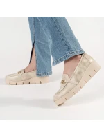 Luxusní  mokasíny zlaté dámské na klínku