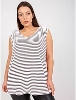 Pruhovaný bavlněný top plus size bílo-šedý (7952)