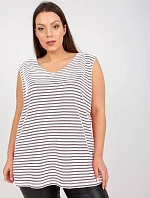 Pruhovaný bavlněný top plus size bílo-šedý (7952)