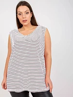 Pruhovaný bavlněný top plus size bílo-šedý (7952)