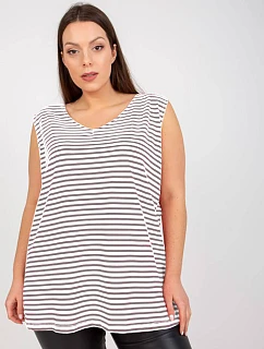 šedý bavlněný pruhovaný plus size top model 19576770 - Factory Price