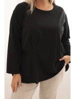 Dámská blůza Plus Size s bavlnou, kapsou a ohrnutým rukávem kiwi Dámská blůza Plus Size s bavlnou, kapsou a ohrnutým rukávem kiwi