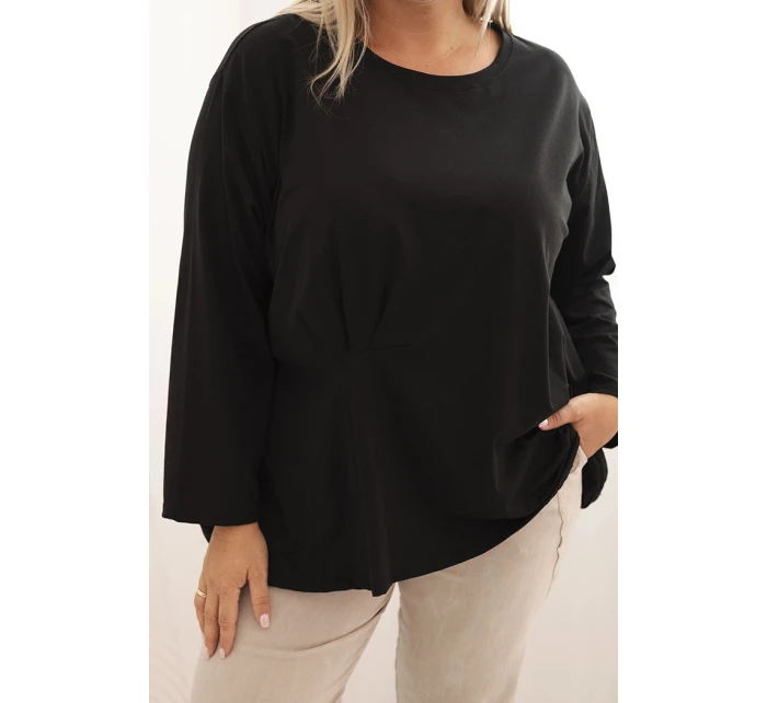 Dámská blůza Plus Size s bavlnou, kapsou a ohrnutým rukávem kiwi Dámská blůza Plus Size s bavlnou, kapsou a ohrnutým rukávem kiwi