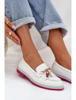 Kožené Elegantní Mokasíny Na Plochém Podpatku model 21686133 Bílé - S.Barski