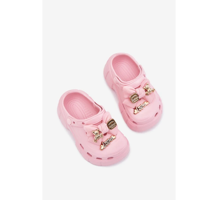 Dětské Dívčí Pantofle Pěnové S Mašlí A Ozdobami Růžové model 21700393 - Boto Dětské Dívčí Pantofle Pěnové S Mašlí A Ozdobami Růžové model 21700393 - Boto