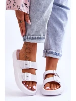 Dámské pěnové sandály s pruhy Bíle Sharmen