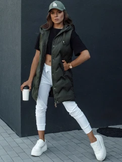 Dámská prošívaná vesta s kapucí zelená Dstreet model 21979838 - FashionStreet