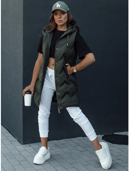 Dámská prošívaná vesta s kapucí zelená Dstreet model 21979838 - FashionStreet