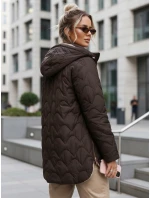 Dámská přechodná prošívaná bunda s odepínací kapucí hnědá TY5623