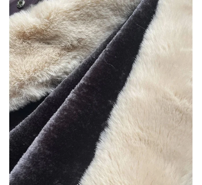 Grafitovo-ecru-grafitová dámská bavlněná zimní bunda (fm03-f11) Grafitovo-ecru-grafitová dámská bavlněná zimní bunda (fm03-f11)