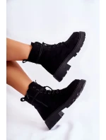 Dámské semišové kozačky zavazované Černá model 21593395 - Boto Dámské semišové kozačky zavazované Černá model 21593395 - Boto