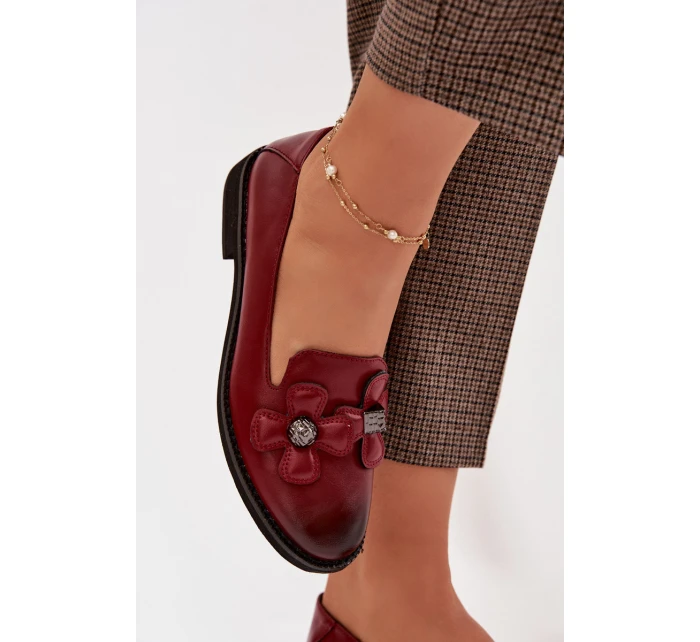 Dámské polobotky na plochém podpatku s ozdobnými květinami Bordó model 22031747 - Boto