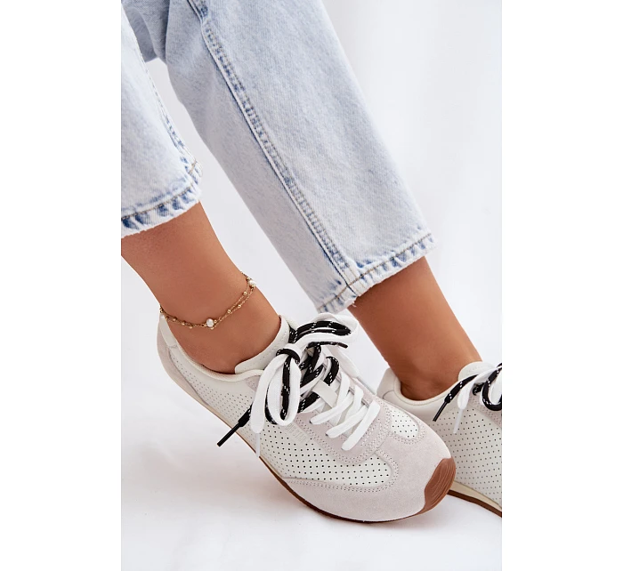 Kožené semišové dámské tenisky Big Star TT274555 Bílé