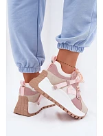 Tenisky na platformě z přírodního semiše model 22095134 růžové - Goe