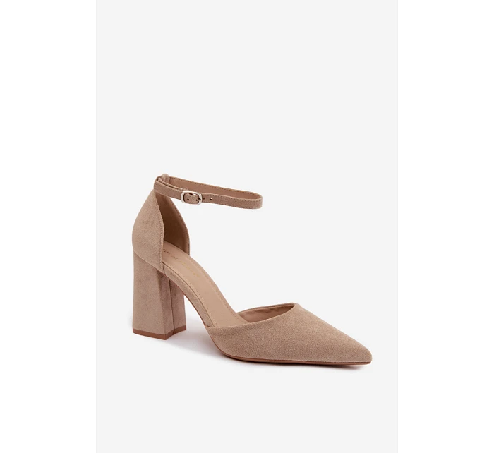 Lodičky na podpatku z imitace semiše béžové Selvra