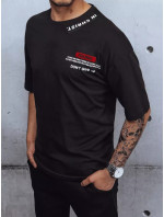 Černé pánské tričko Dstreet RX4608z s potiskem a odznaky