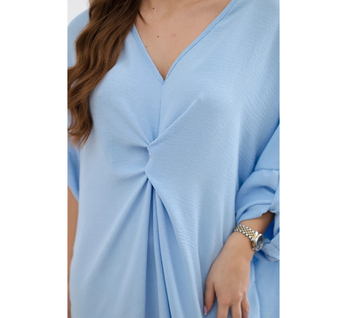 Oversize šaty s výstřihem do V modré barvy