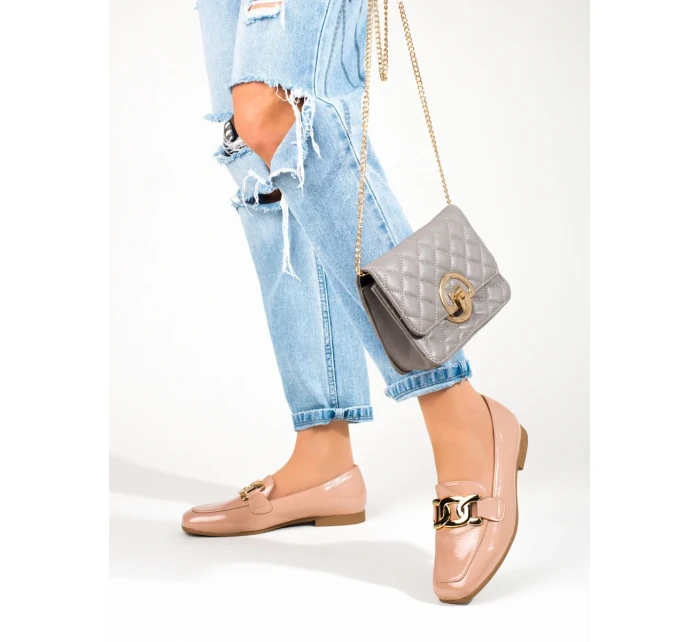 Stylové růžové polobotky dámské bez podpatku Stylové růžové polobotky dámské bez podpatku