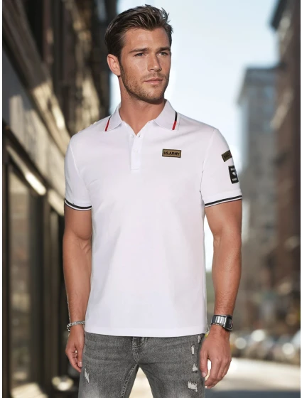 Pánská polokošile s nášivkami bílá FashionStreet PX0635