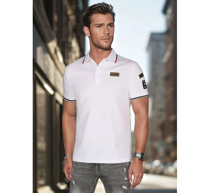 Pánská polokošile s nášivkami bílá FashionStreet PX0635