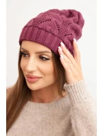 Dámská zimní čepice s vlnou a strukturální tkaninou K432 tmavě fialová Dámská zimní čepice s vlnou a strukturální tkaninou K432 tmavě fialová