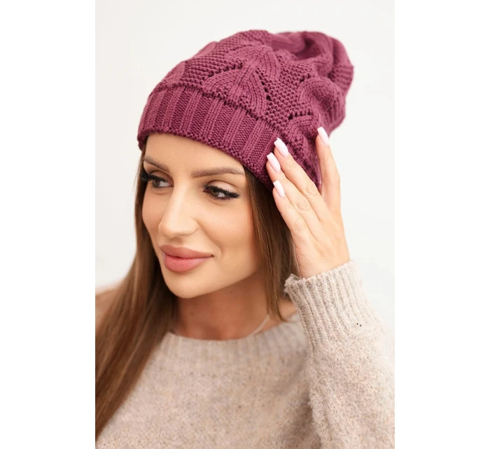 Dámská zimní čepice s vlnou a strukturální tkaninou K432 tmavě fialová Dámská zimní čepice s vlnou a strukturální tkaninou K432 tmavě fialová