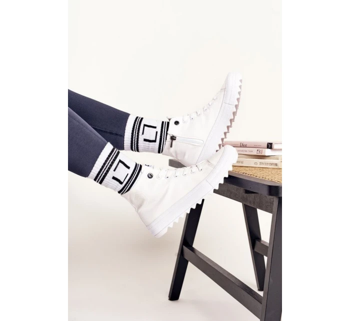 Dámské Vysoké Tenisky Na Velké Podrážce BIG STAR FF274241 Bile