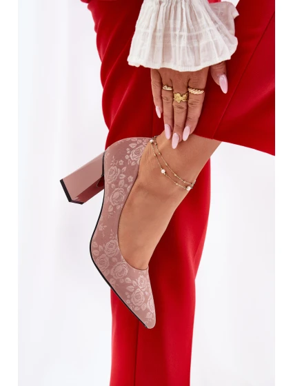 Elegantní lodičky na podpatku v růžové model 21692745 růžové - VINCEZA
