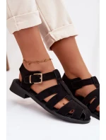 Dámské Sandály Černé se Zlatým Přezkou model 21937621 - Boto