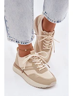 Dámské tenisky na platformě Big Star TT274278 Béžové Dámské tenisky na platformě Big Star TT274278 Béžové