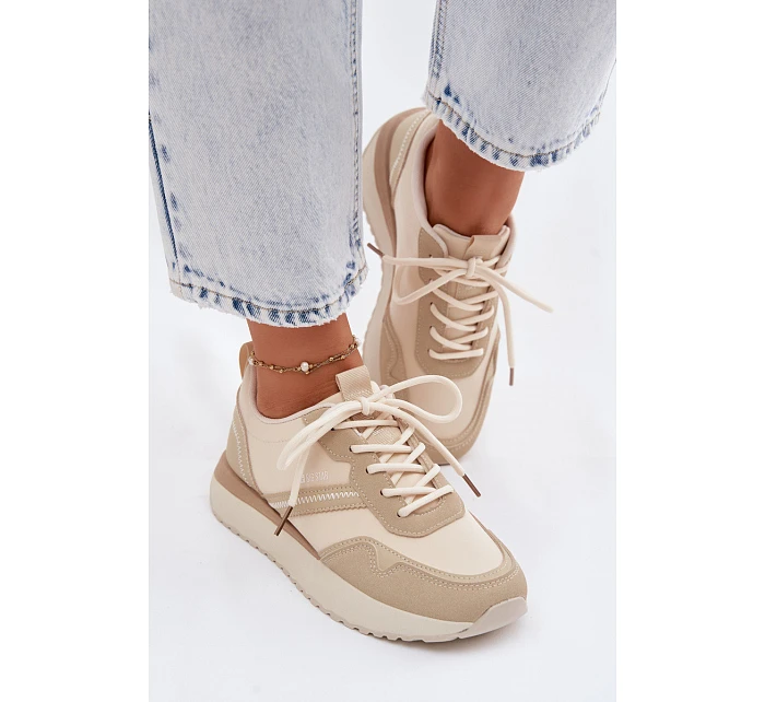 Dámské tenisky na platformě Big Star TT274278 Béžové Dámské tenisky na platformě Big Star TT274278 Béžové