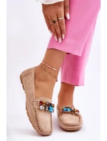 Dámské semišové mokasíny s krystaly Béžove Lucille Dámské semišové mokasíny s krystaly Béžove Lucille