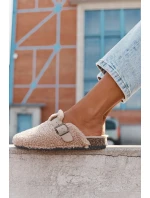 Klapki Damskie Z Futerkiem Typu Baranek Beżowe Lorivine