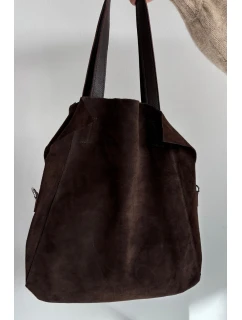 Dámská semišová kabelka shopper Miraya – čokoládová